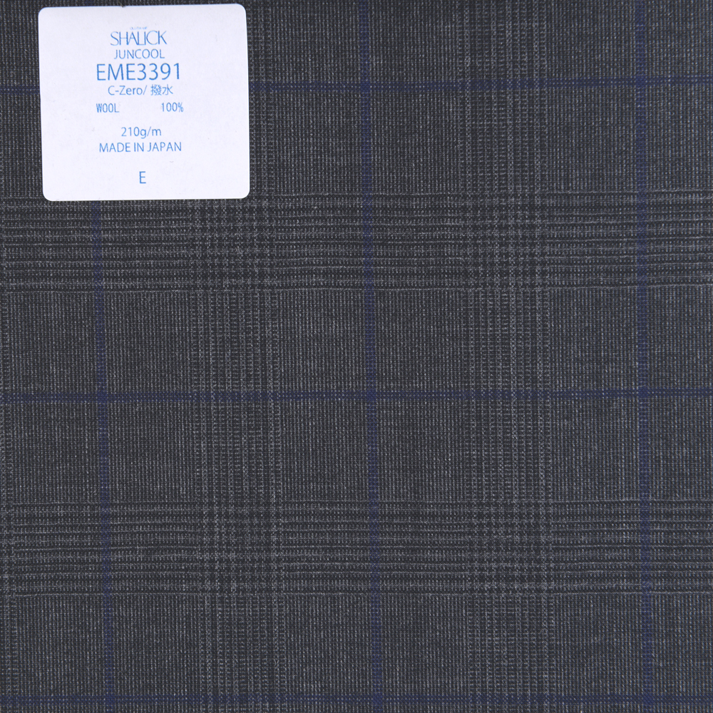 EME3391 Japanese Summer Clothing Sharick Series Juncourt Glen Check Gray X Blue Pane[Textile] Miyuki Woolen Mills
