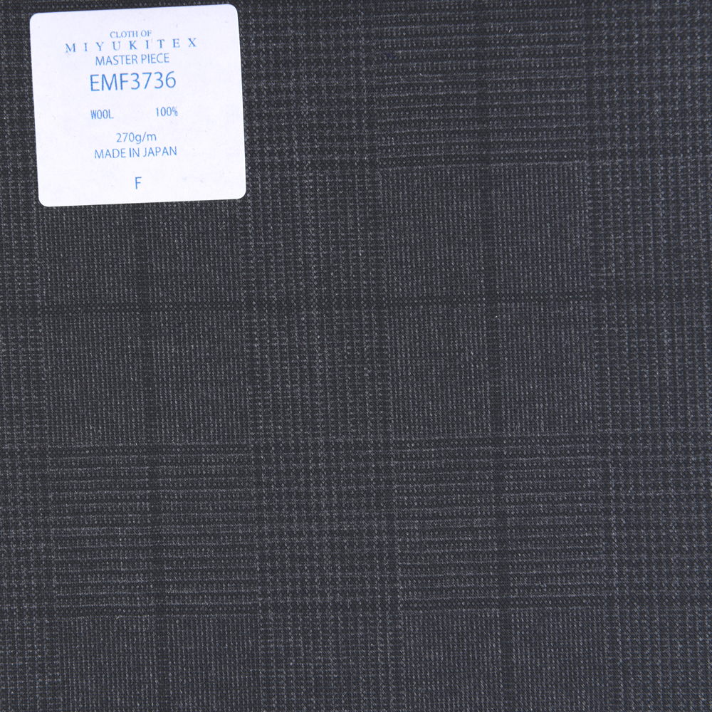 EMF3736 Masterpiece Collection Savile Row Yarn Count Series Glen Check Gray[Textile] Miyuki Woolen Mills