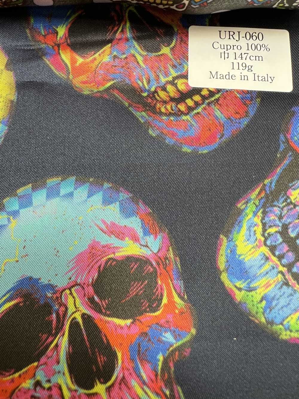 URJ-060 Made In Italy 100% Cupra Print Lining Skull Pattern TCS