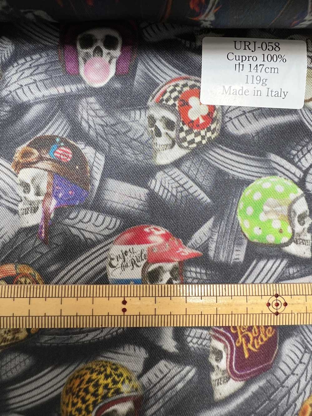 URJ-058 Made In Italy 100% Cupra Print Lining Skull Pattern TCS