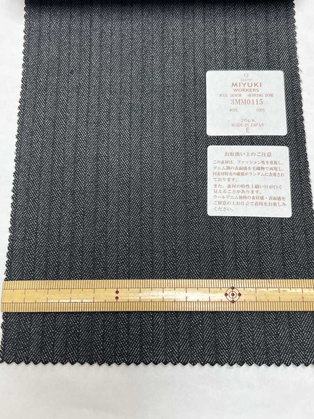 3MM0115 Creative Workers Wool Denim Herringbone Navy Blue[Textile] Miyuki Keori (Miyuki)