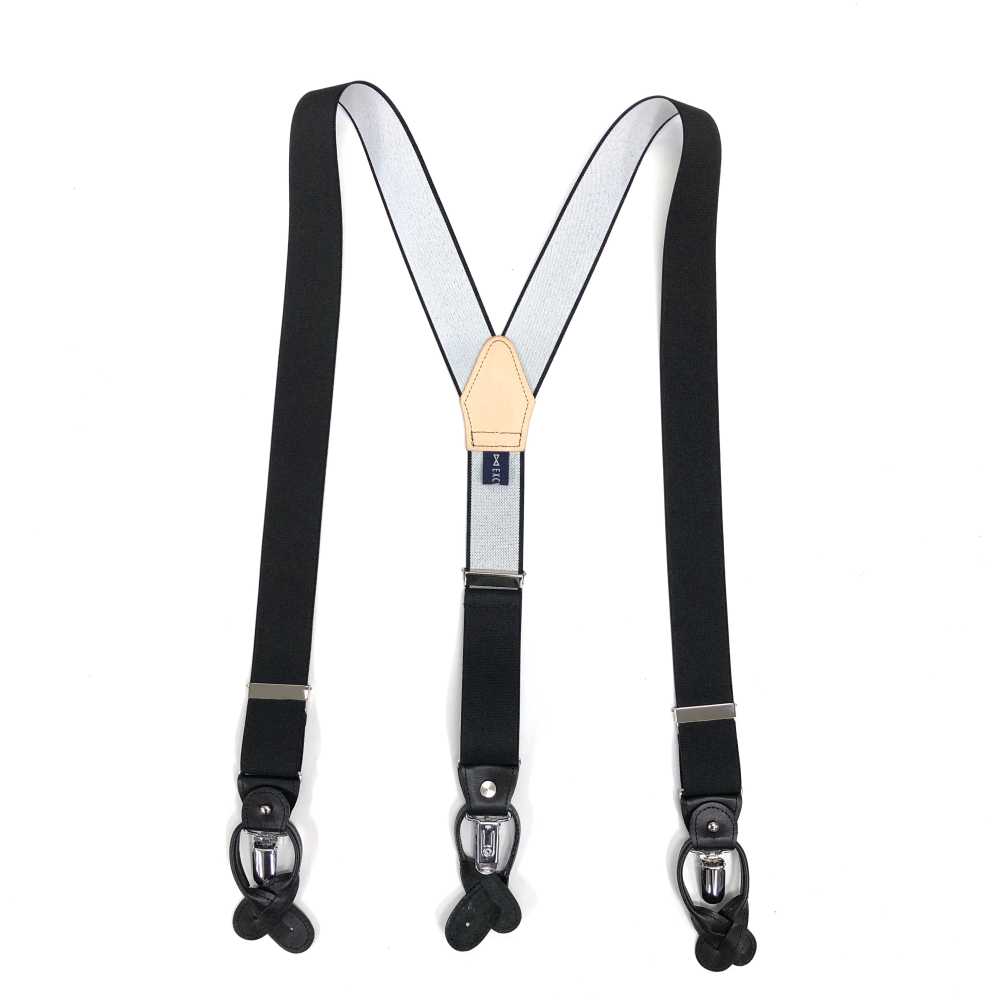 SR-BLACK SR-BLACK Suspender EXCY Braces Black No Pattern 2in1 35mm Elastic[Formal Accessories] Yamamoto(EXCY)