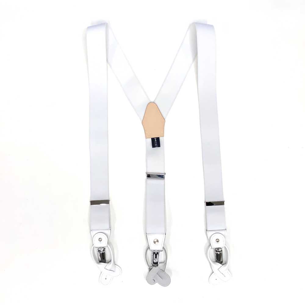 SR-WHITE SR-WHITE Suspenders EXCY Braces White No Pattern 2-in-1 35mm Elastic[Formal Accessories] Yamamoto(EXCY)