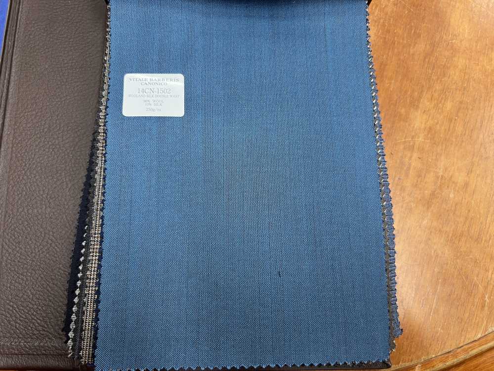 14CN-1502 CANONICO WOOL & SILK DOUBLE WARP Blue Herringbone[Textile] CANONICO