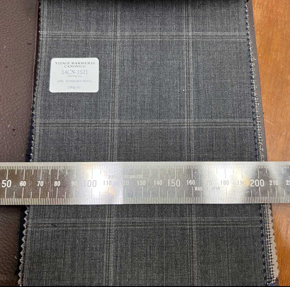 14CN-1521 CANONICO Super 120' Single Thread Tropical Grey Windowpane[Textile] CANONICO