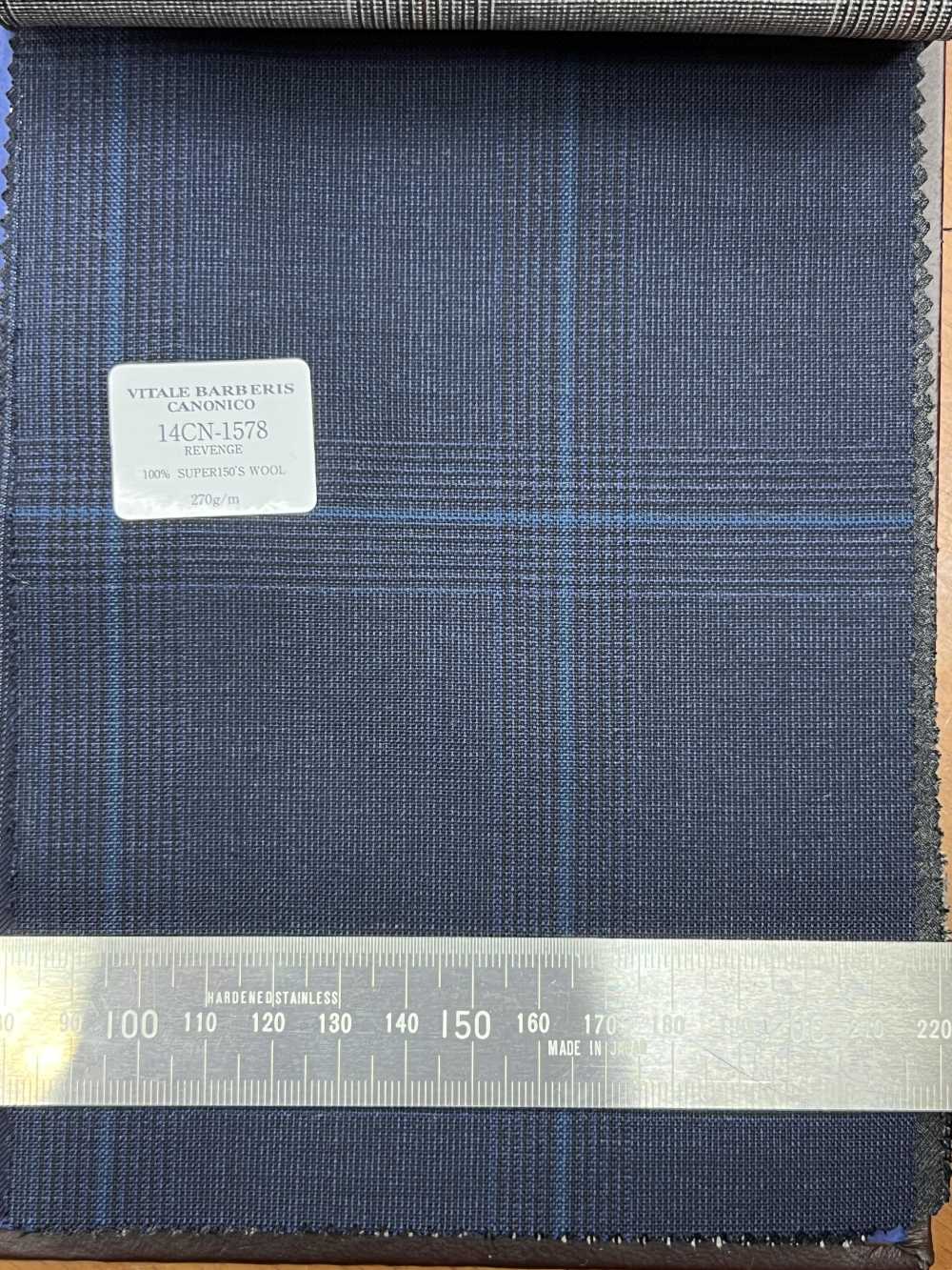 14CN1578 CANONICO Super150' Single Thread REVENGE Navy Prince Of Wales Check[Textile] CANONICO