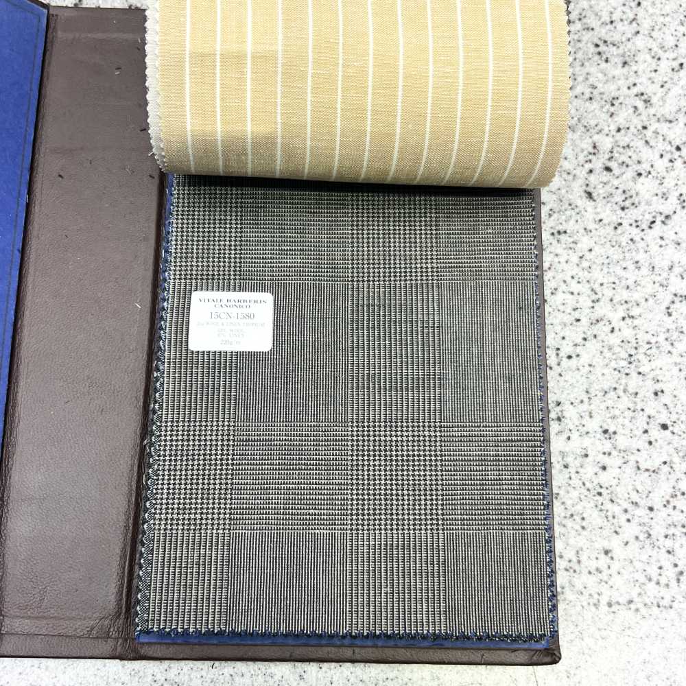 15CN1580 CANONIC 21μ WOOL&LINEN TROPICAL Brown Glen Check[Textile] CANONICO
