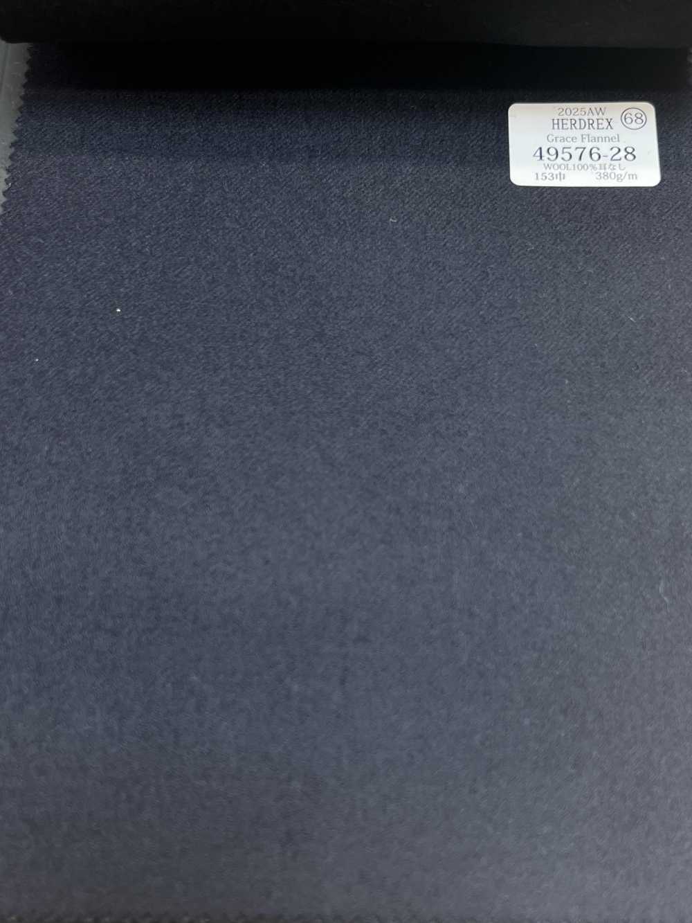 49576-28 25AW HERDREX [Grace Flannel] Grace Flannel Navy No Pattern[Textile] Kunishima Co., Ltd.