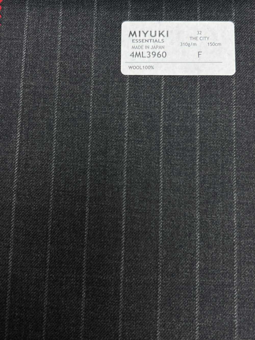 4ML3960 25AW THE CITY Stripe Charcoal Heaven Gray[Textile] Miyuki Woolen Mills