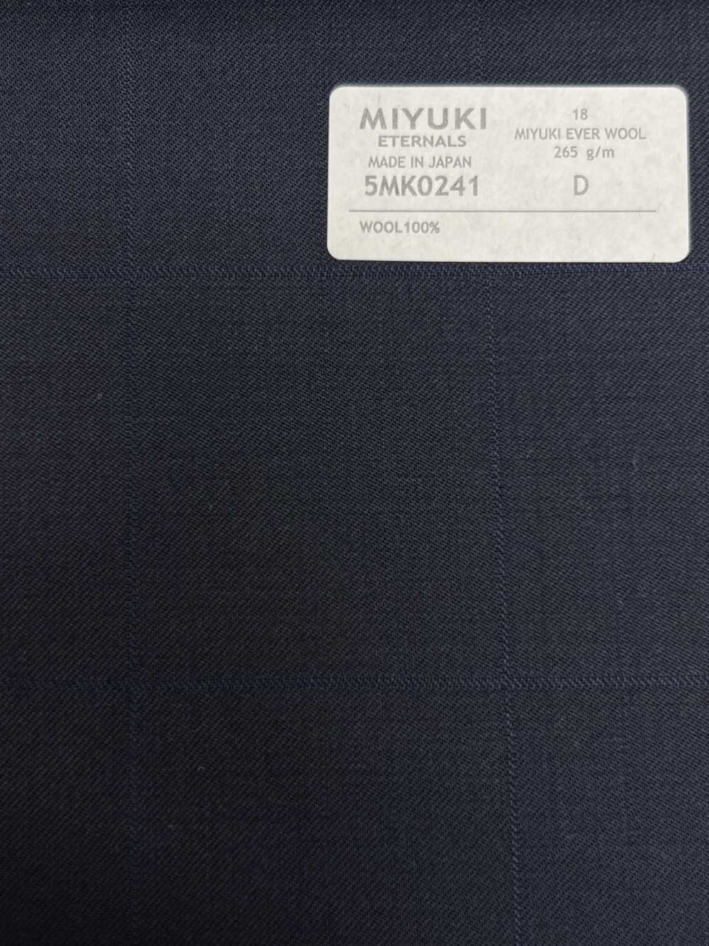 5MK0241 MIYUKI EVER WOOL Shadow Windowpane Navy[Textile] Miyuki Woolen Mills