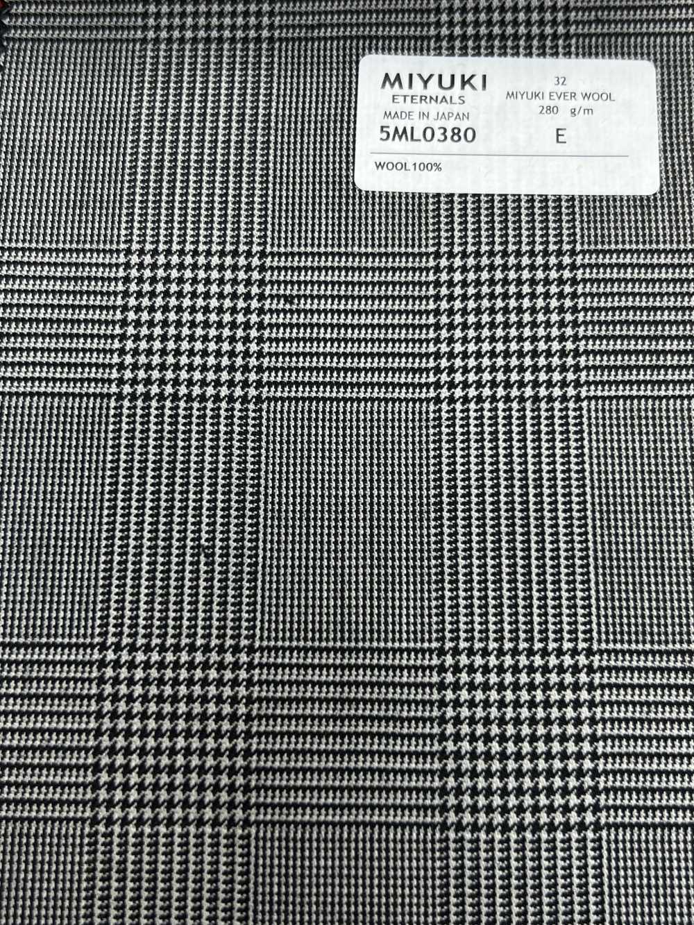 5ML0380 MIYUKI EVER WOOL Glen Check Gray[Textile] Miyuki Woolen Mills