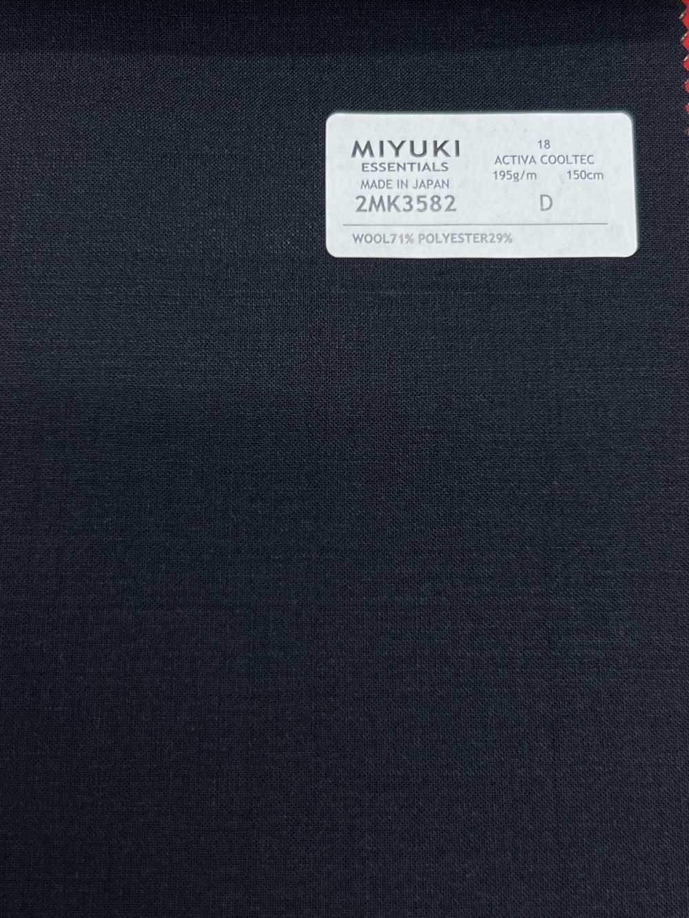 2MK3582 26SS Miyuki Textile MIYUKI ESSENTIALS ACTIVA COOLTEC Navy No Pattern Miyuki Woolen Mills