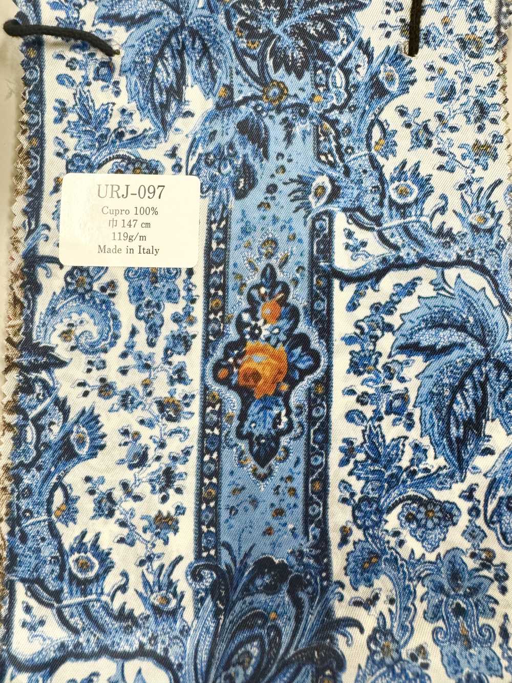 URJ-097 Italian-made 100% Cupro Cupro Lining, Paisley Pattern, Blue. TCS