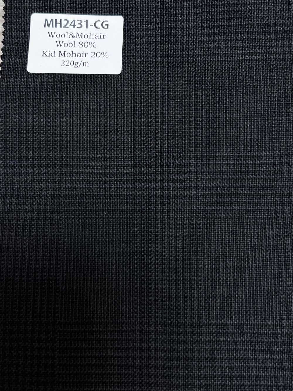 MH2431-CG Standard Japanese Wool-Mohair Worsted (Tonic-Style) Check, Charcoal Heaven Gray[Textile]