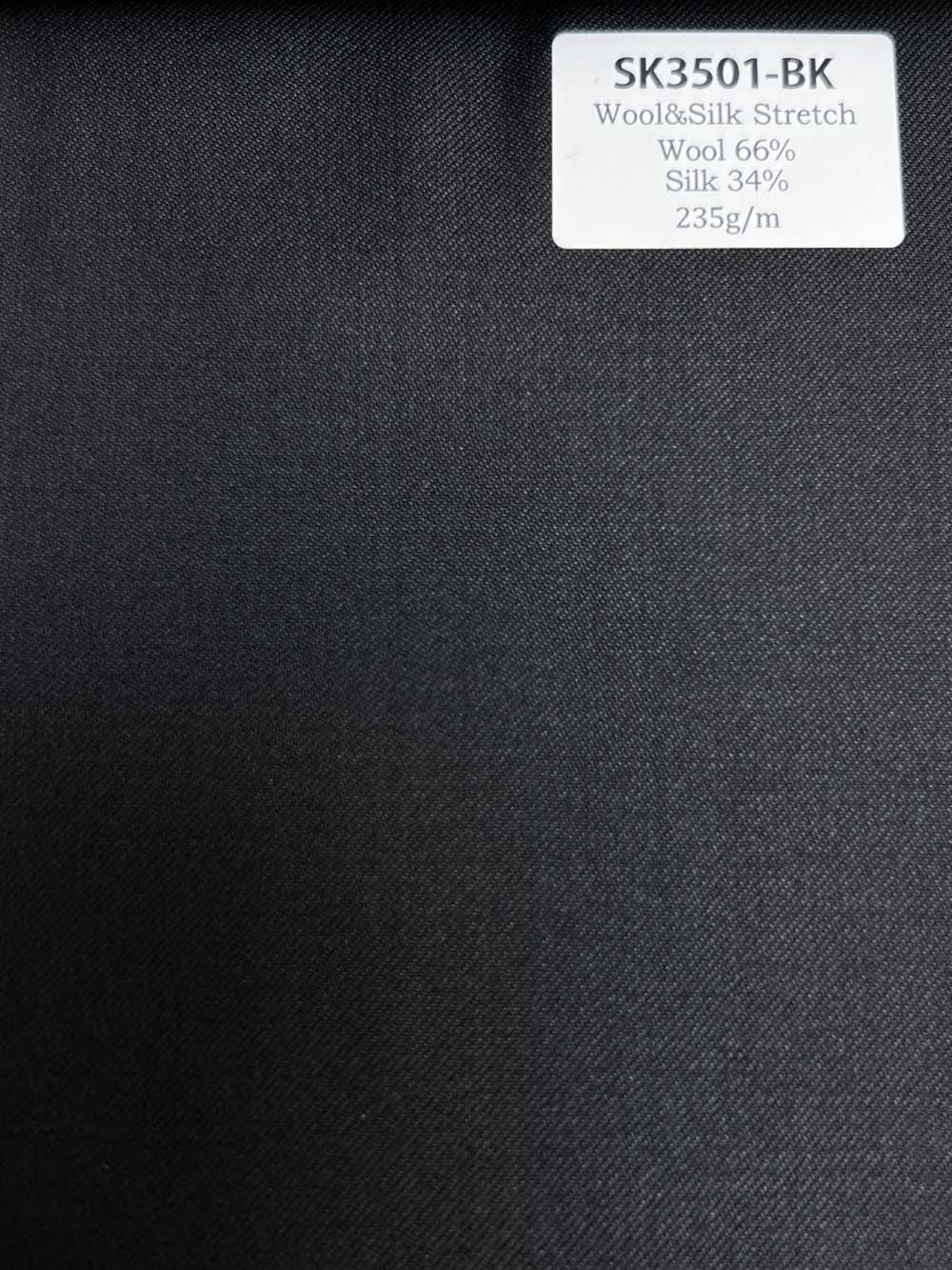 SK3501-BK Standard Japanese-Made Silk Wool Stretch Black[Textile] HOSOI SYOJI