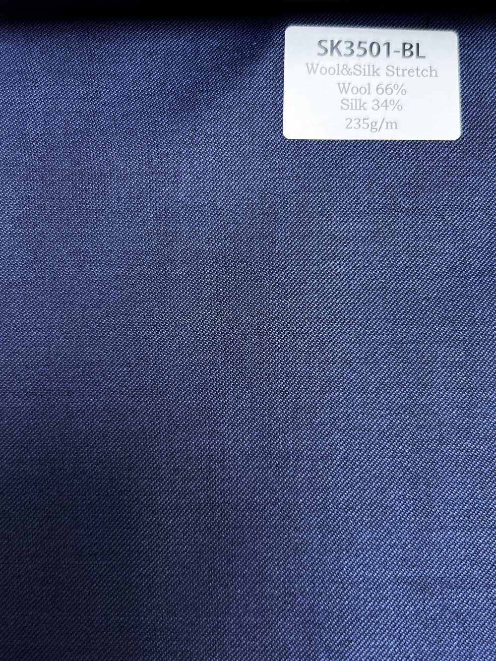 SK3501-BL Standard Japanese Silk Wool Stretch Blue[Textile] HOSOI SYOJI