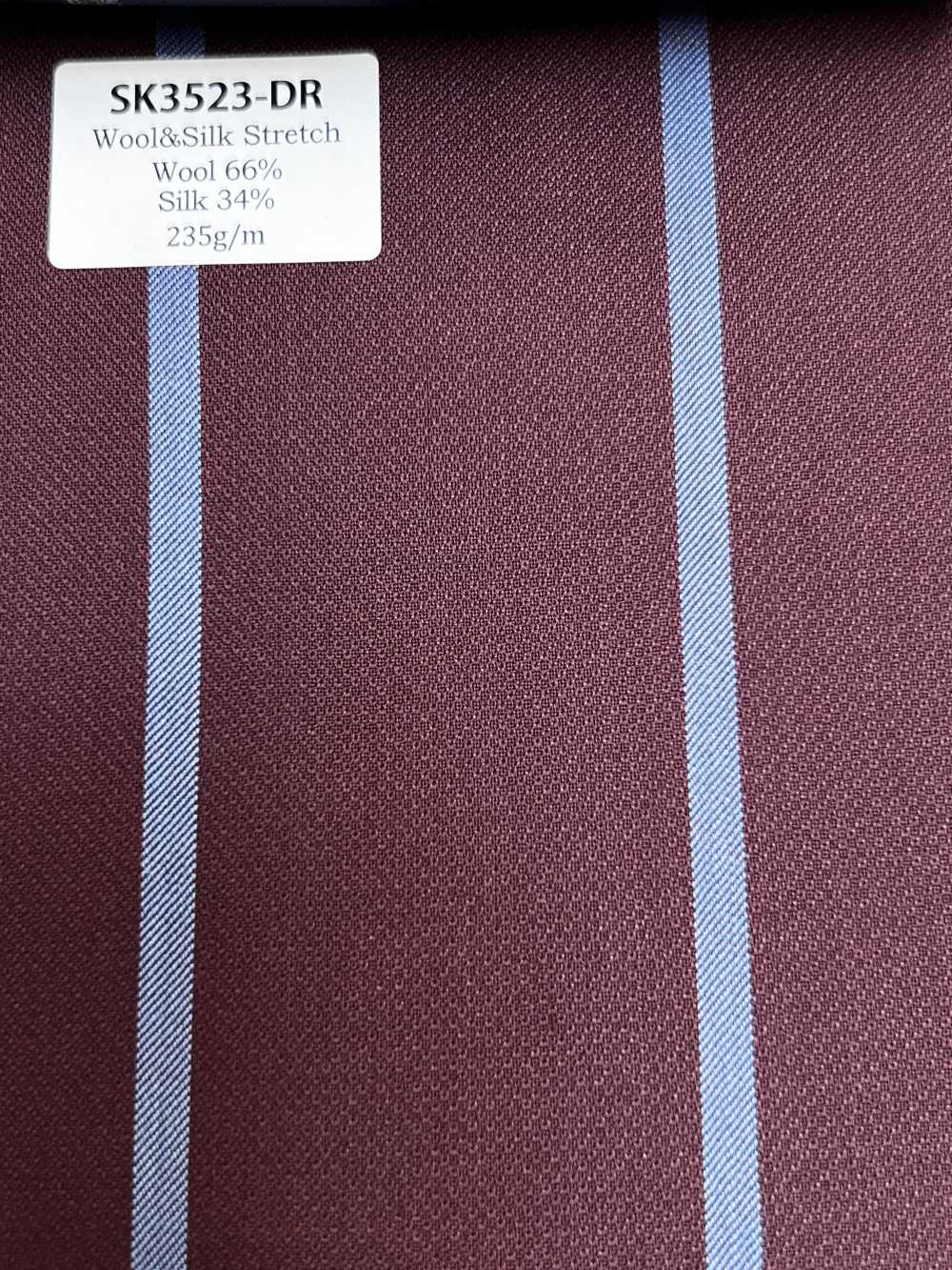 SK3523-DR Standard Japanese-Made Silk Wool Stretch Stripe Dark Red[Textile]