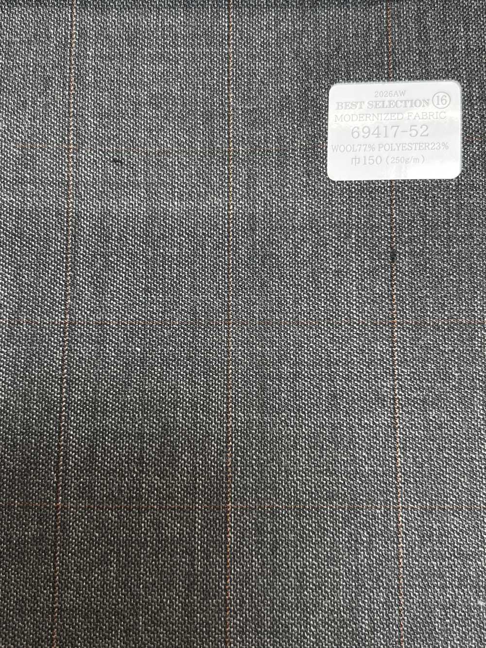 69417-52 26AW BESTSELECTION [MODERNIZED FABRIC] Modernized Fabric Gray Windowpane[Textile] Kunishima Co., Ltd.