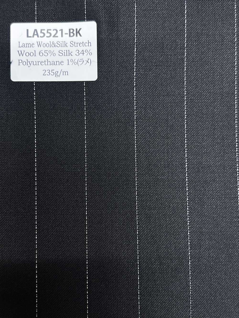 LA5521-BK Made In Japan Silk Lame Wool Stretch Black Stripe[Textile] HOSOI SYOJI