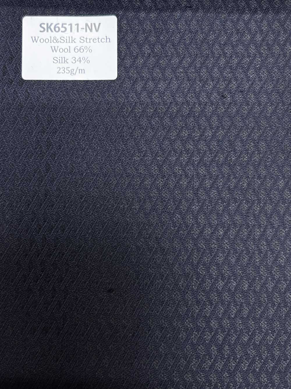 SK6511-NV Made In Japan Silk Wool Stretch Navy Blue Diamond Pattern[Textile] HOSOI SYOJI