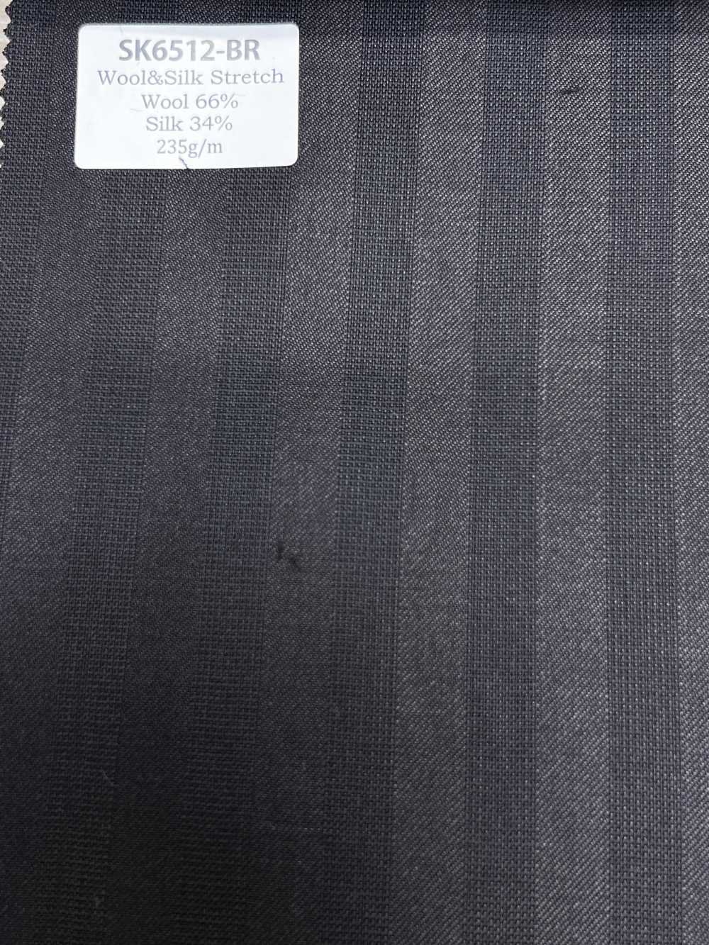 SK6512-BR Japanese-made Silk Wool Stretch Brown Stripe[Textile] HOSOI SYOJI