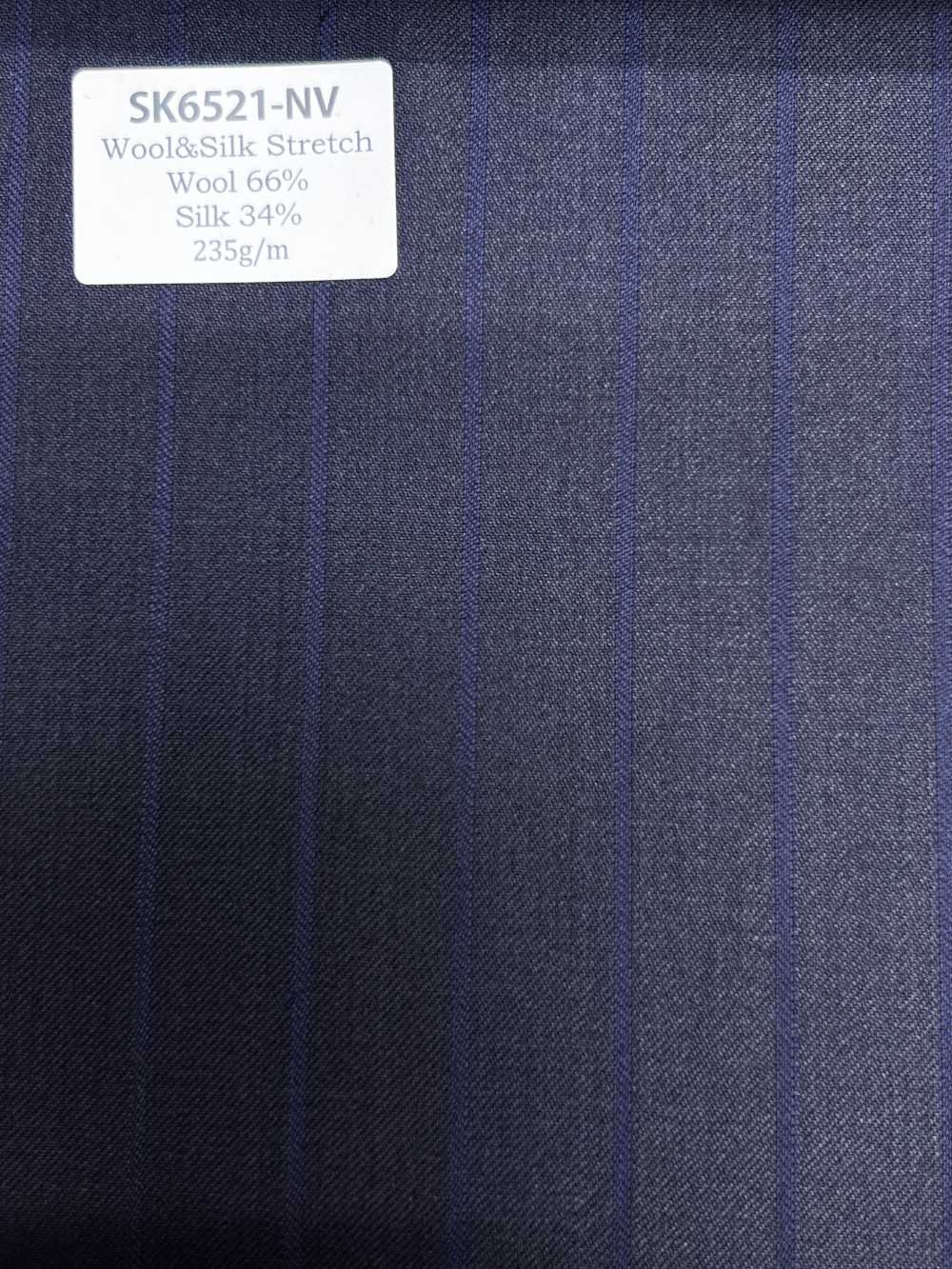 SK6521-NV Japanese-made Silk Wool Stretch Brown Stripe[Textile] HOSOI SYOJI