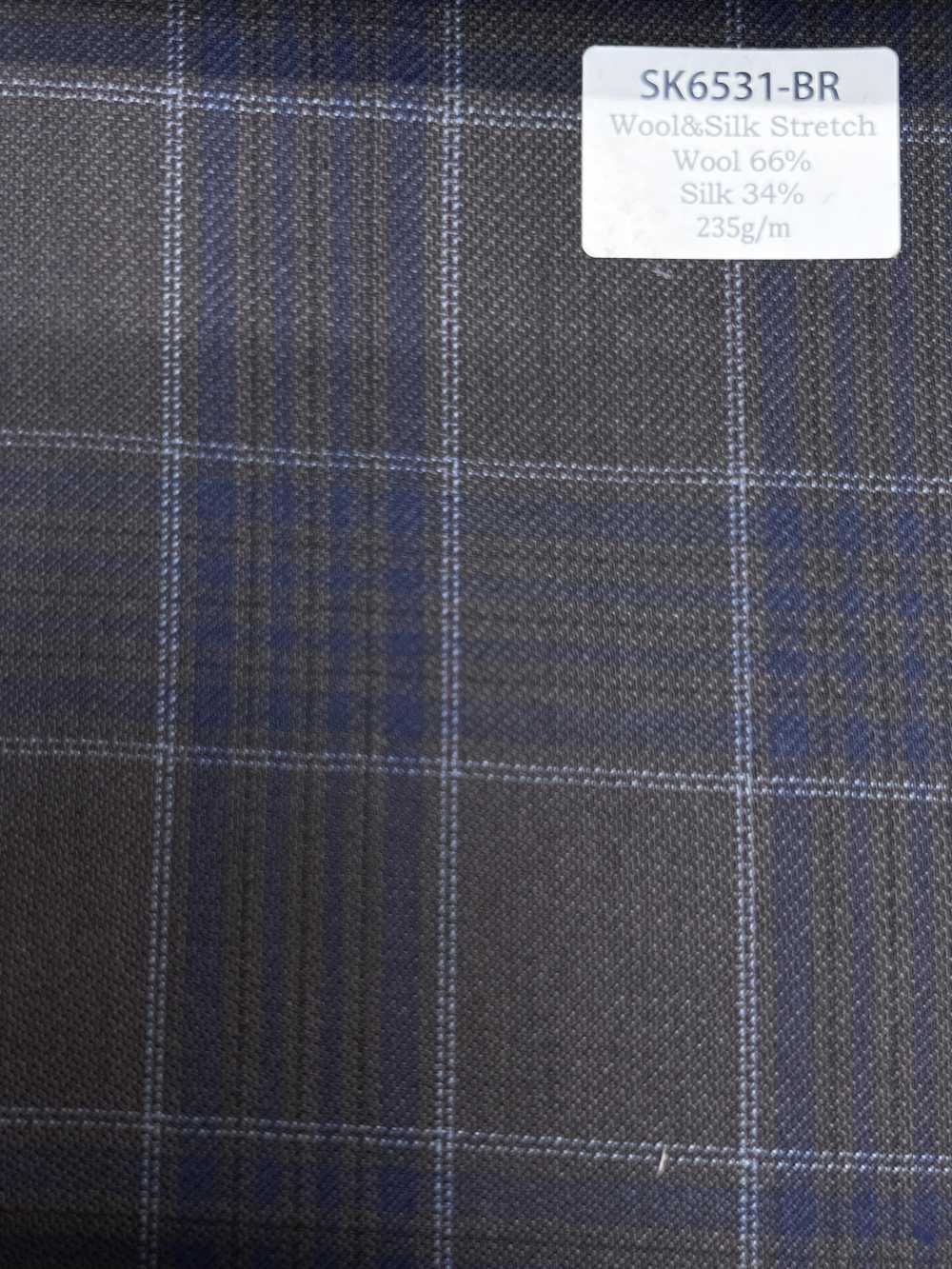 SK6531-BR Made In Japan Silk Wool Stretch Brown Check[Textile] HOSOI SYOJI