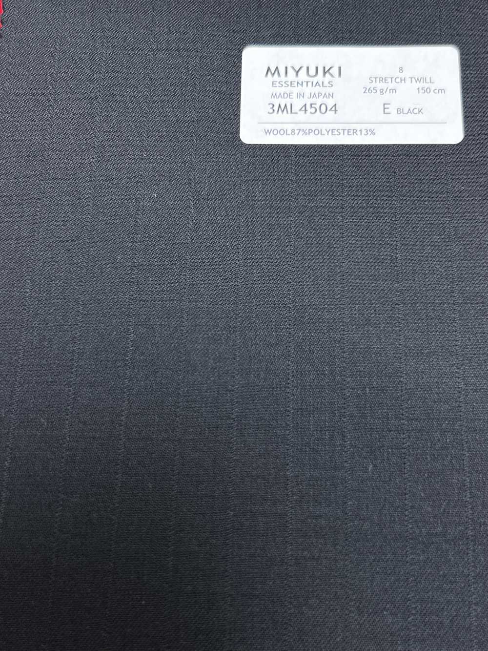 3ML4504 26AW MIYUKI Textile ESSENTIALS STRETCH TWILL Black Stripe Miyuki Woolen Mills