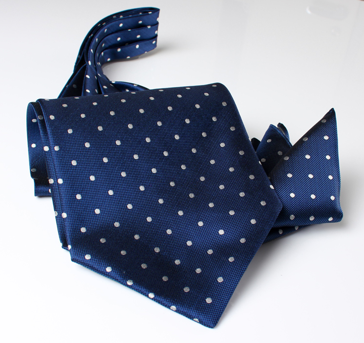 AS-602 Domestic Silk Ascot Tie Dot Pattern Blue[Formal Accessories] Yamamoto(EXCY)