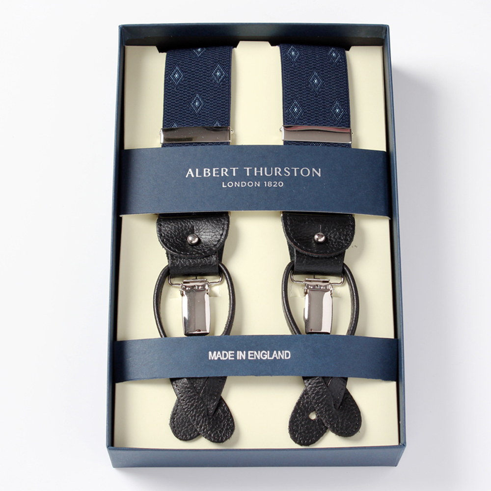 AT-12 Albert Thurston Suspenders Diamond Pattern 35MM Navy Blue[Formal Accessories] ALBERT THURSTON