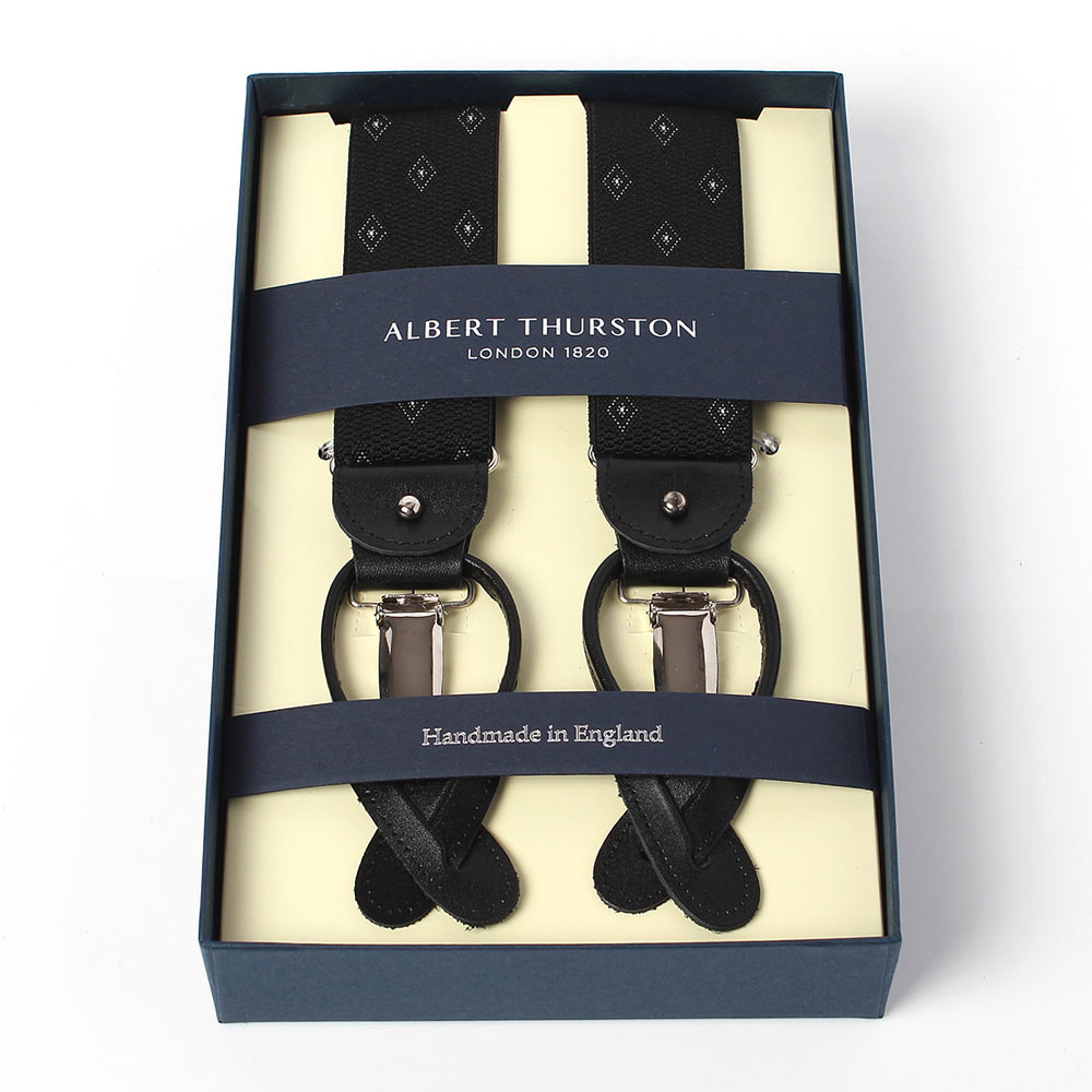 AT-14 Albert Thurston Suspenders Diamond Pattern 35MM Black[Formal Accessories] ALBERT THURSTON