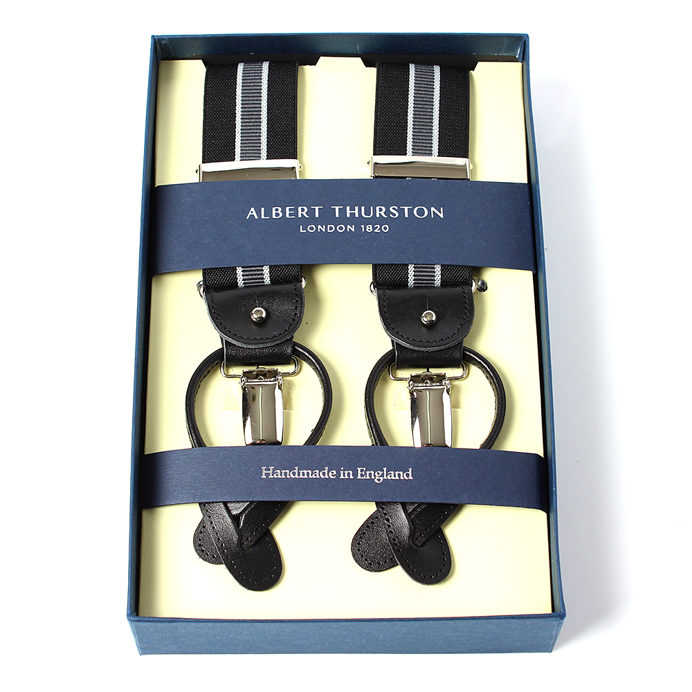 AT-2266-BK Albert Thurston Suspenders Striped 35MM Black[Formal Accessories] ALBERT THURSTON