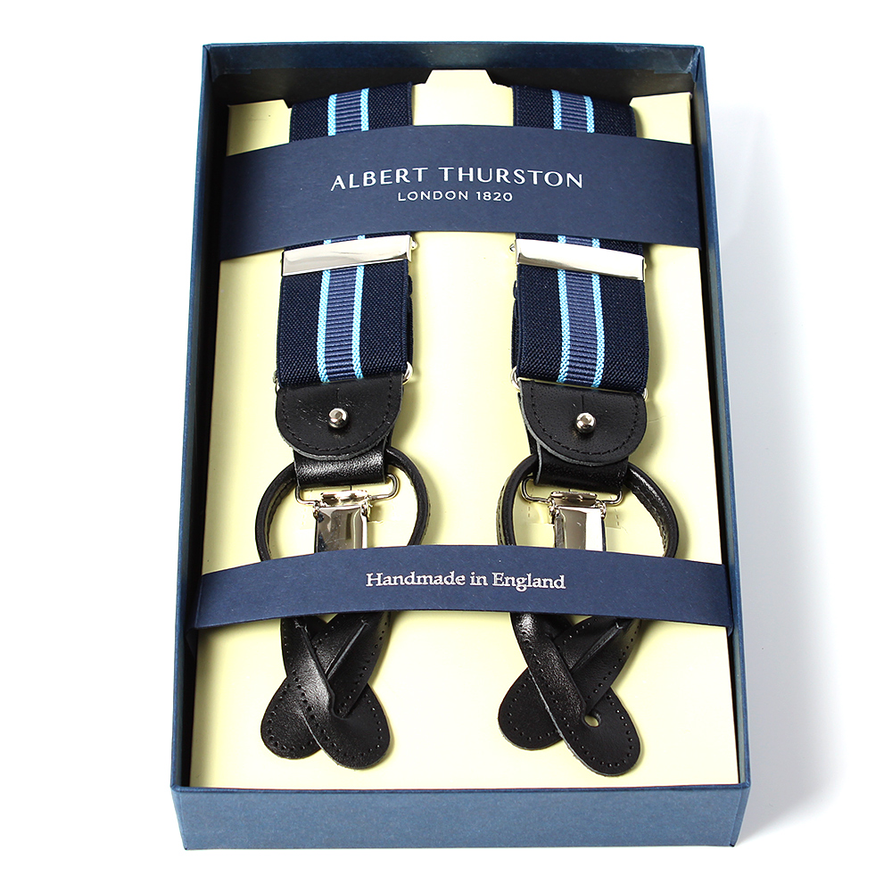 AT-2266-NV Albert Thurston Suspenders Striped 35MM Navy Blue[Formal Accessories] ALBERT THURSTON