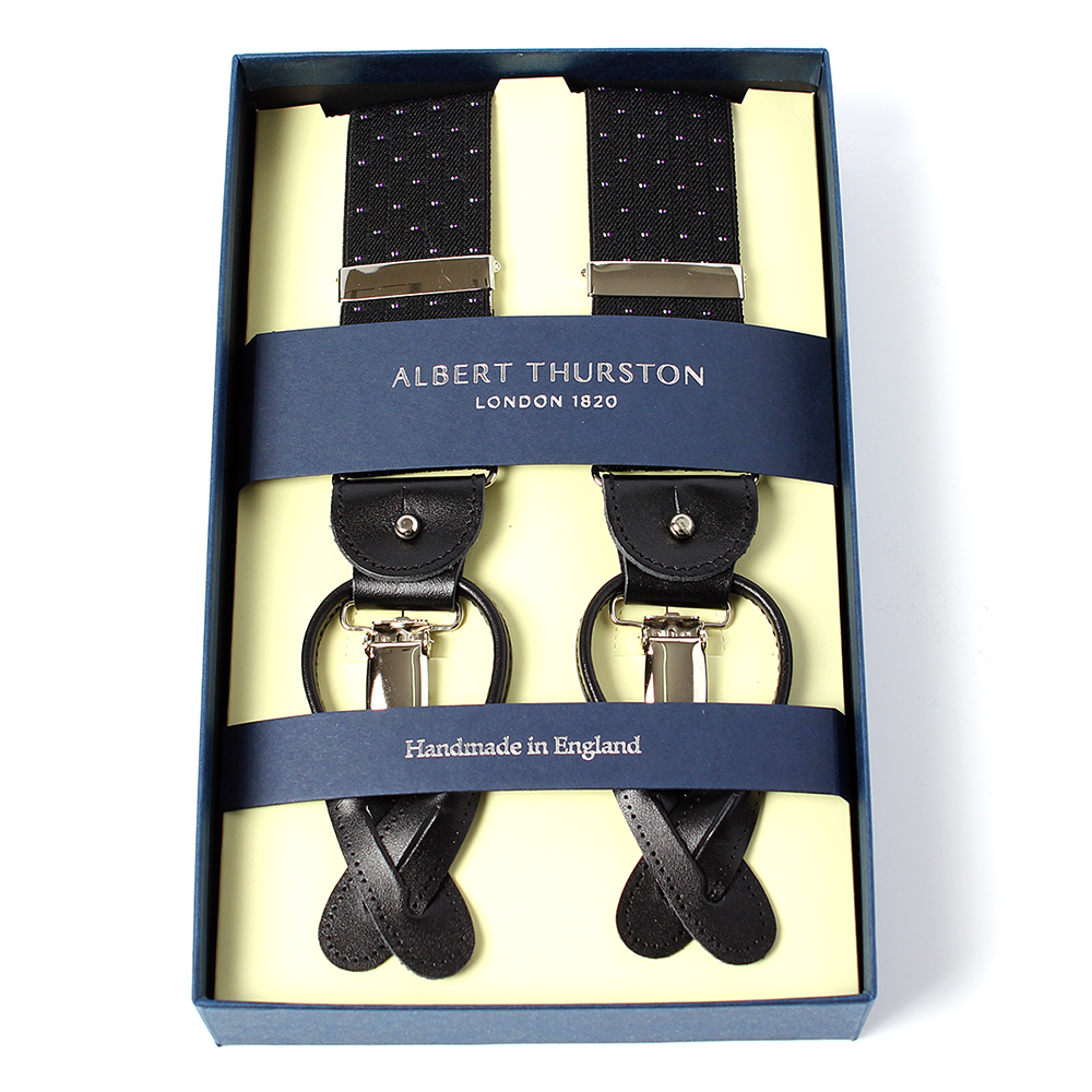 AT-2313-BK Albert Thurston Suspenders Pin Dot Pattern 35MM Black[Formal Accessories] ALBERT THURSTON