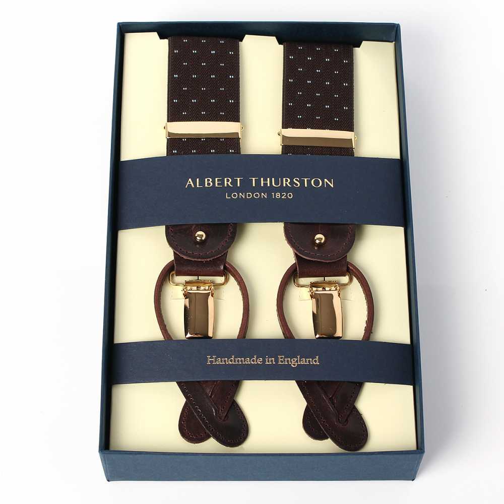 AT-2313-BR Albert Thurston Suspenders Pin Dot Pattern 35MM Brown[Formal Accessories] ALBERT THURSTON