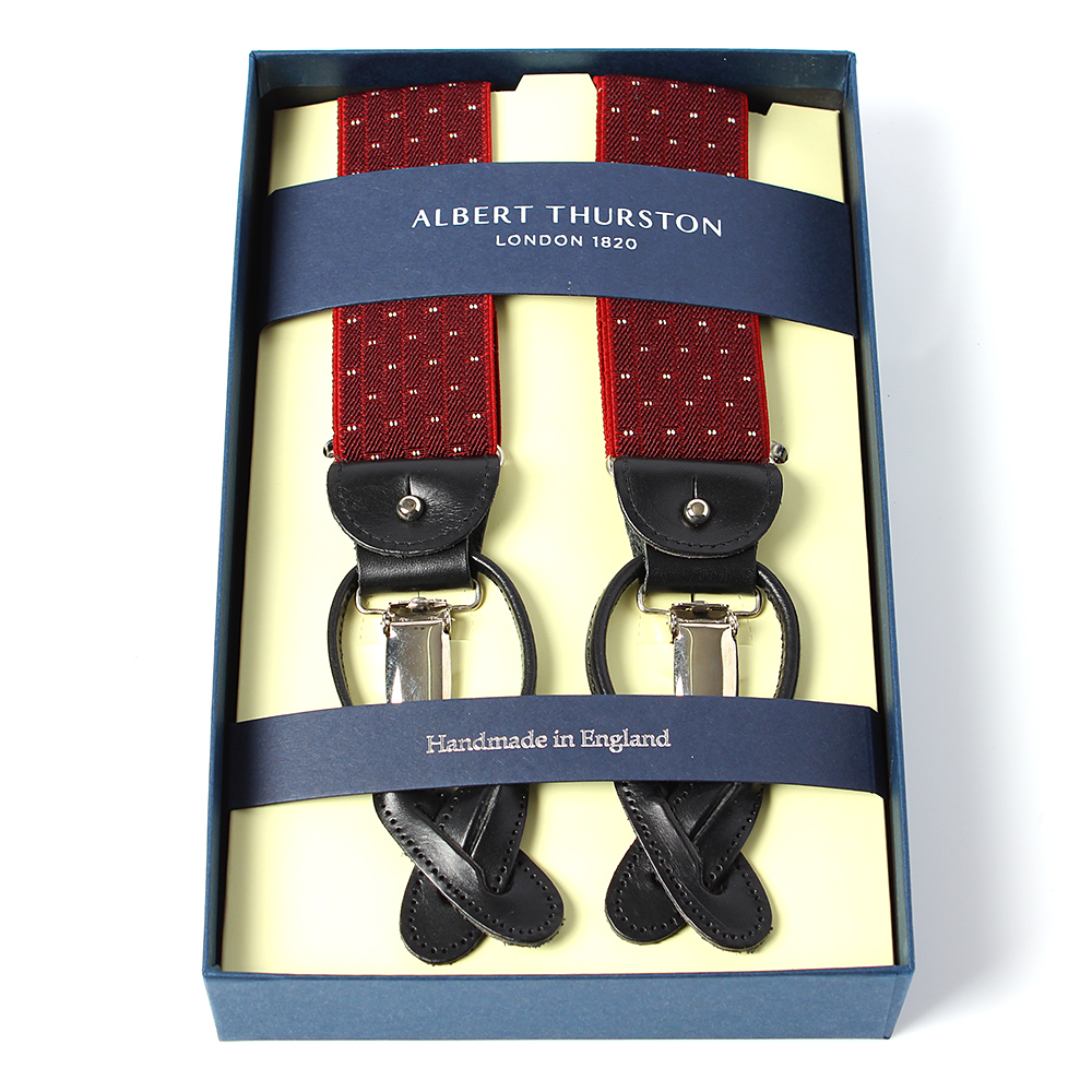 AT-2313-WI Albert Thurston Suspenders Pin Dot Pattern 35MM Wine Red[Formal Accessories] ALBERT THURSTON