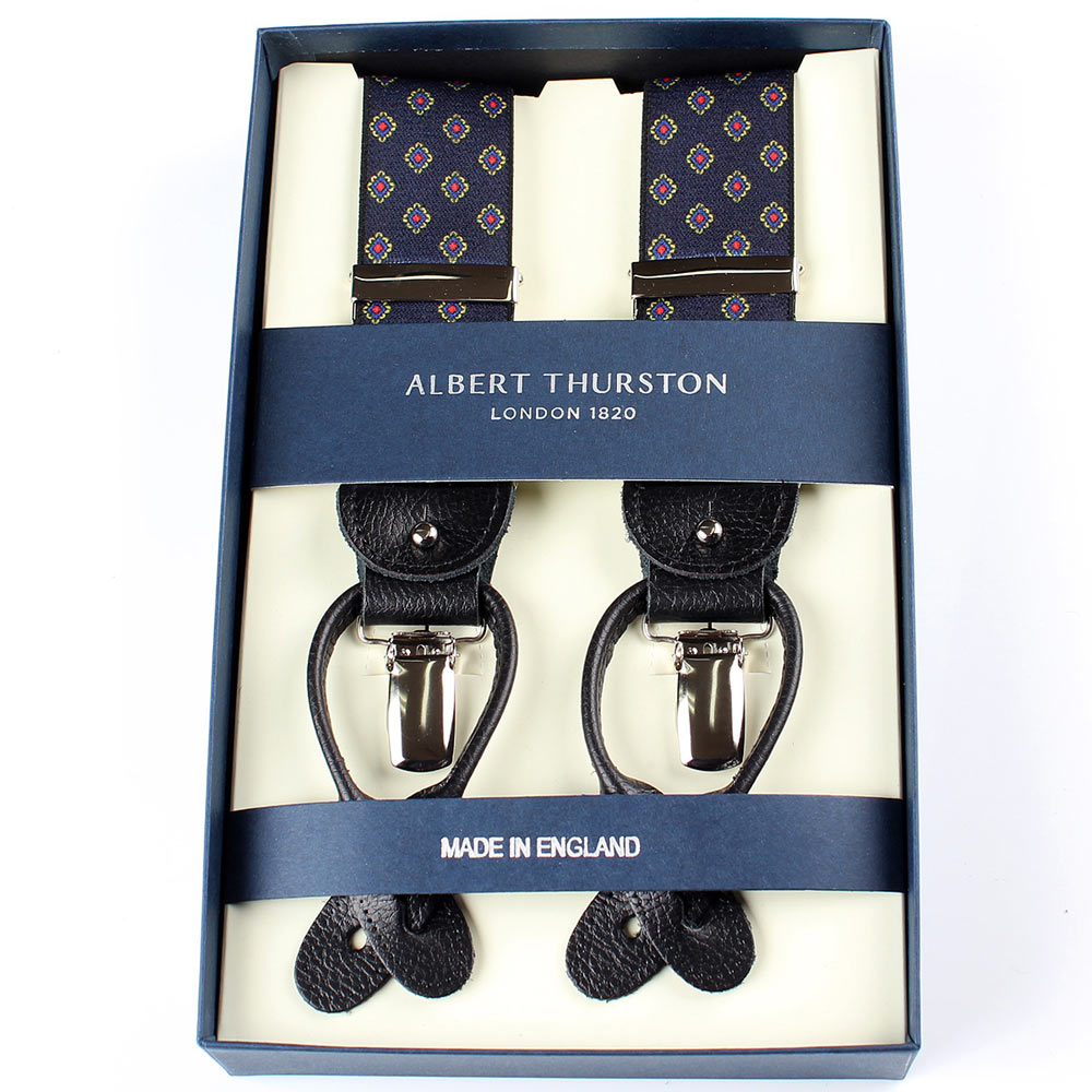 AT-2387-NV Albert Thurston Suspenders, Small Pattern, 35MM, Navy Blue[Formal Accessories] ALBERT THURSTON