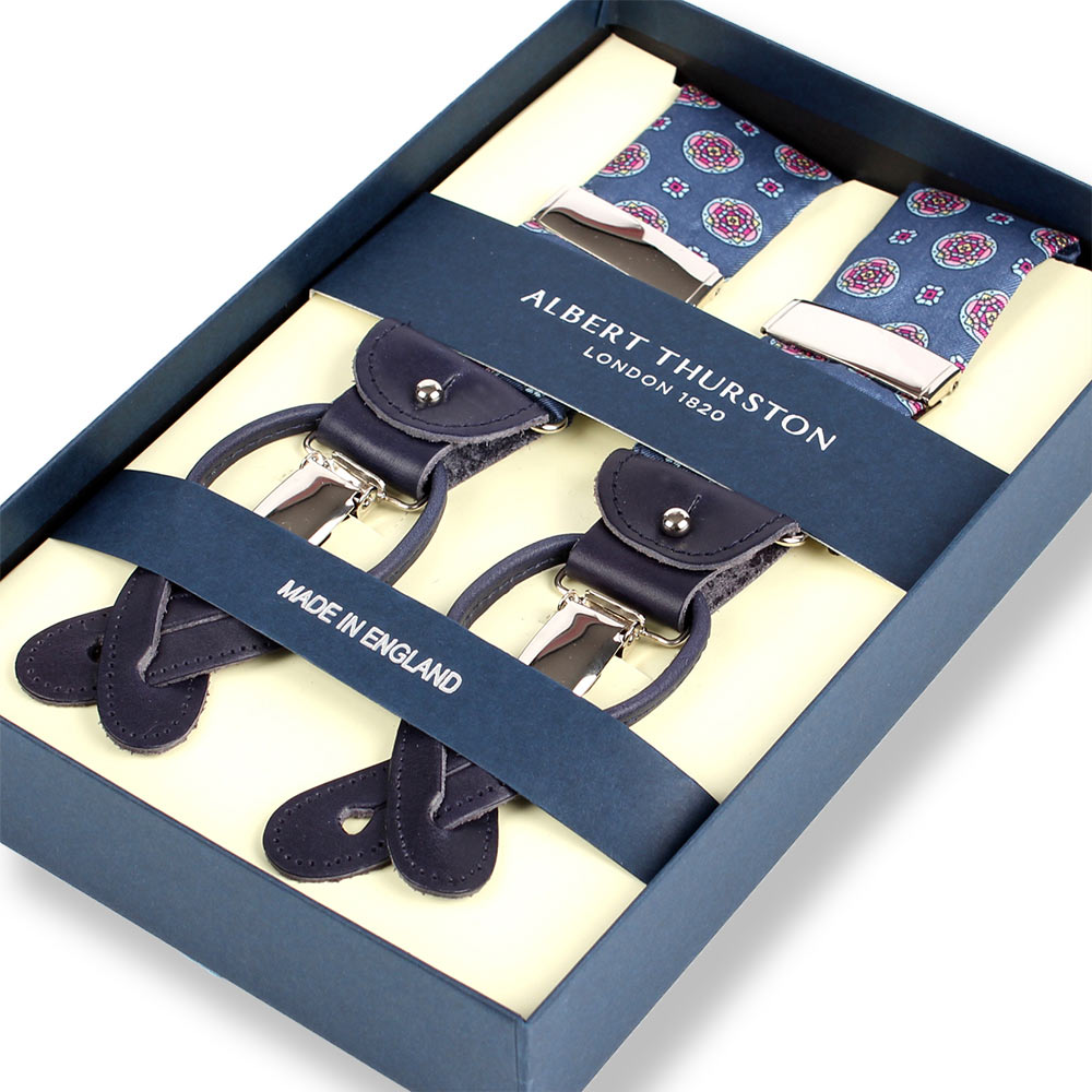 AT-S23 Albert Thurston Suspenders Small Pattern 35MM Navy Blue[Formal Accessories] ALBERT THURSTON