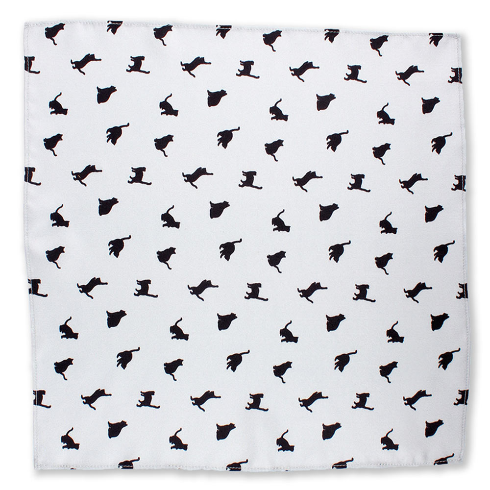 CF-CAT-GR Silk Print Pocket Square Cat Motif Gray[Formal Accessories] Yamamoto(EXCY)