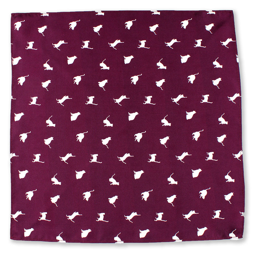 CF-CAT-WI Silk Print Pocket Square Cat Motif Wine[Formal Accessories] Yamamoto(EXCY)