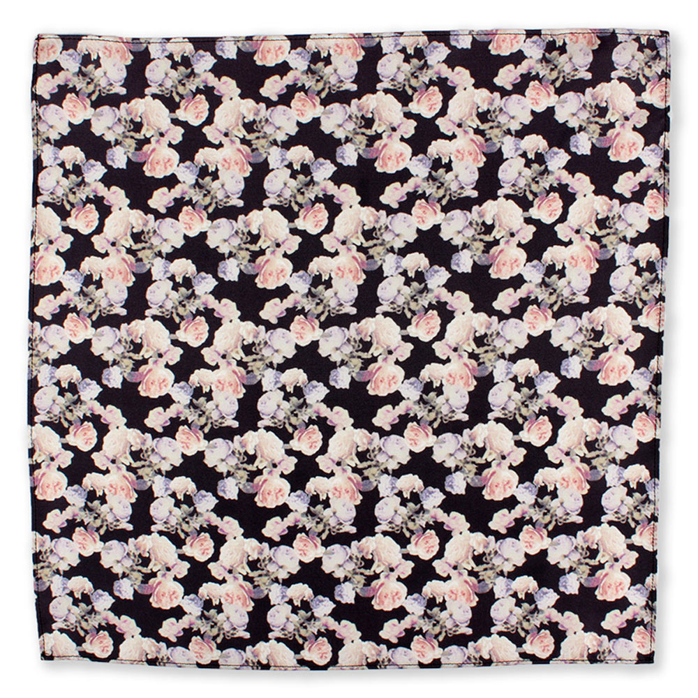 CF-ROSE-BK Silkprint Pocket Square Flows Black[Formal Accessories] Yamamoto(EXCY)