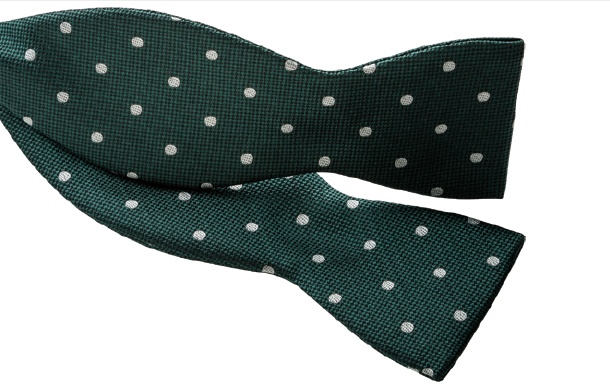 MT-601 Japanese Silk Hand-tied Bow Tie, Green Polka Dot[Formal Accessories] Yamamoto(EXCY)