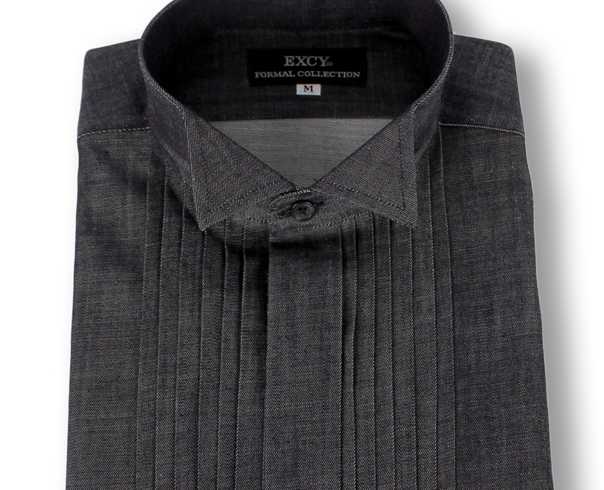 ST-509D Pima Cotton Denim Wing Color Pleated Shirt Super Slim[Formal Accessories] Yamamoto(EXCY)