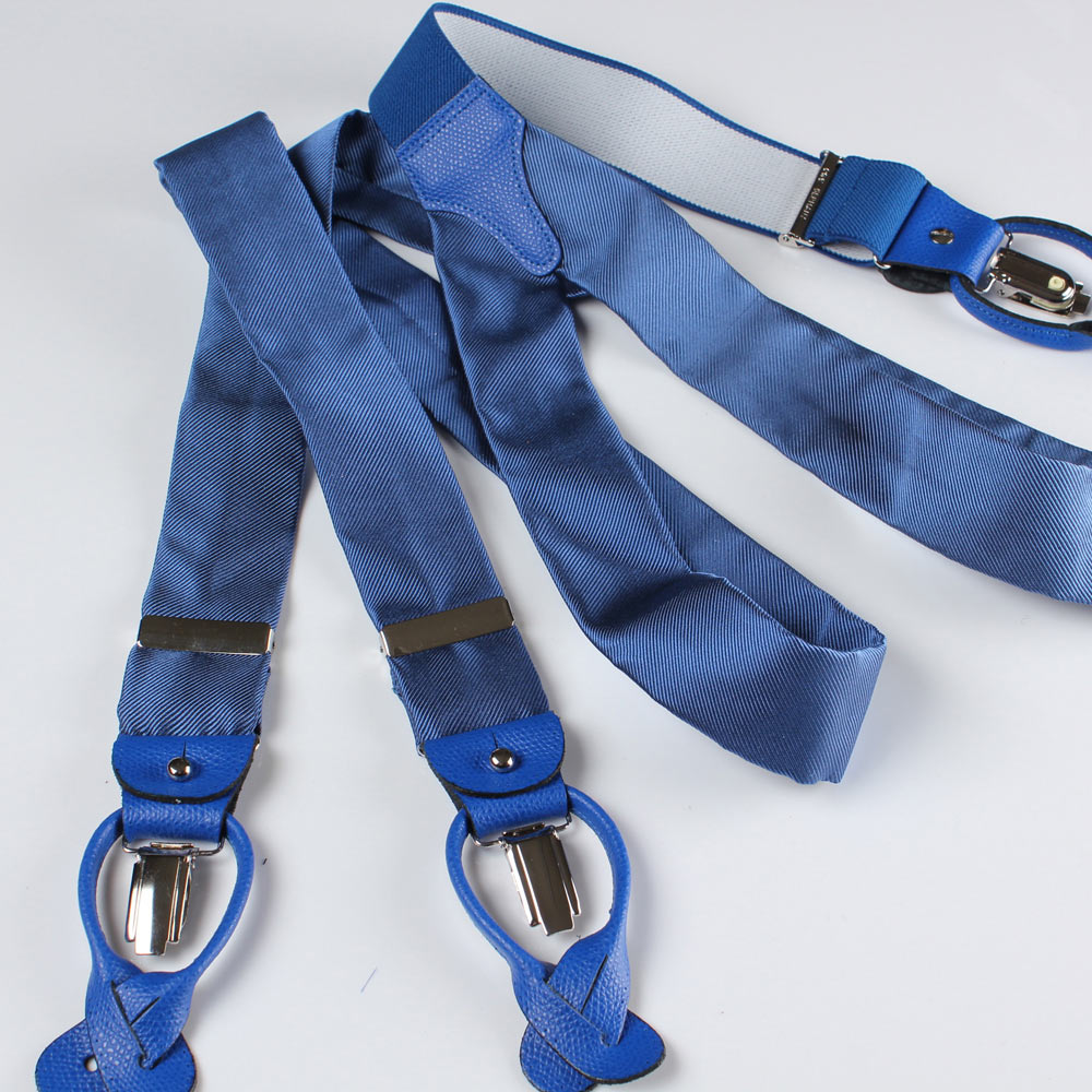 VAR-030 BRETELLE & BRACES Silk Suspenders Blue[Formal Accessories