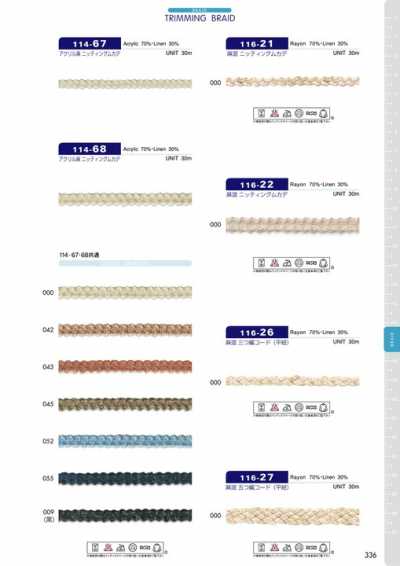 116-27 Linen-blend Five-strand Braided Cord (Flat Cord) Approx. 9 Mm