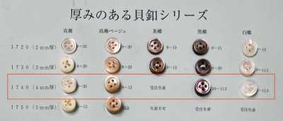 1740 4-hole Button With Rim Shell Button, 4mm Thick