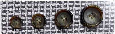 COR127 [Buffalo Horn Style] 4-Hole Button With Rim, Semi-Gloss Finish
