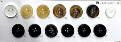 COR31 [Buffalo Horn Style] 4-Hole Button, Rimmed, Glossy
