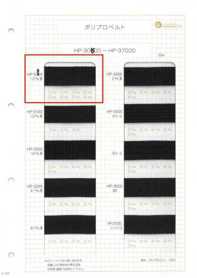 HP30500 Polypropylene Belt, 1.2 Mm Thick