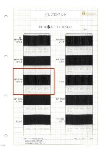 HP32000 Polypropylene Belt, 1.6 Mm Thick